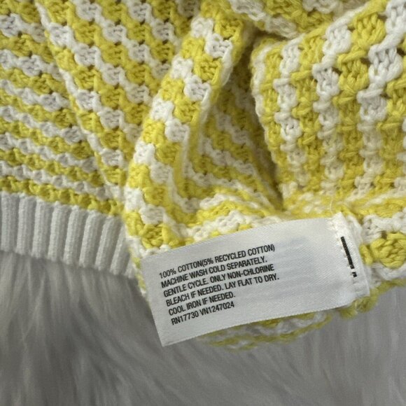 Future Collective womens check yellow white crochet sweater crop 1X - Picture 8 of 10